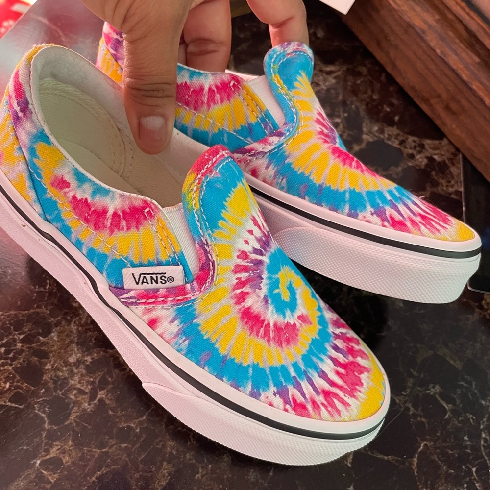 Tie dye slip on vans. Size 12 in kids. New. Never worn.